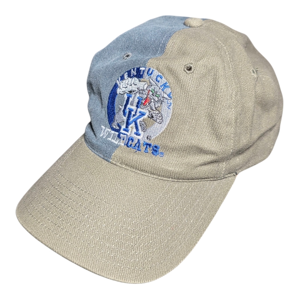 Vintage Kentucky Wildcats Hat Twins Enterprise Split Color Blue Khaki Adjustable